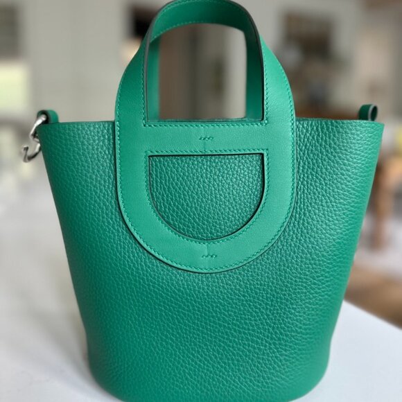 Hermès In the Loop 18 Vert Vertigo Handbag Clemence NEW w Receipt, Authentic - Picture 1 of 16